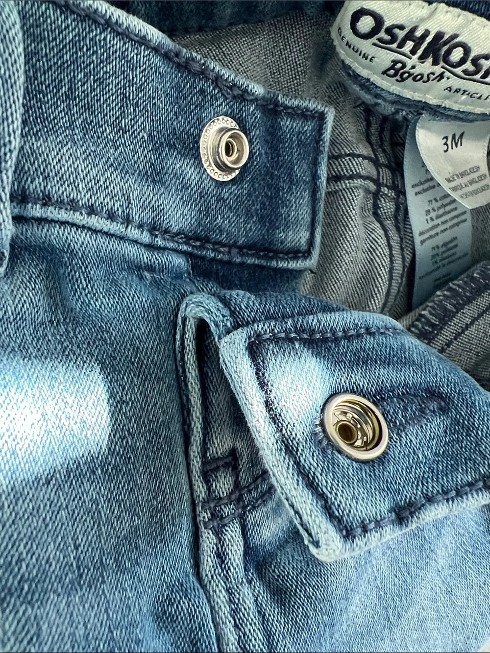 OshKosh B'gosh | Baby Blue Denim Jeans with Gold Bow Hem Detail Size 3 Months